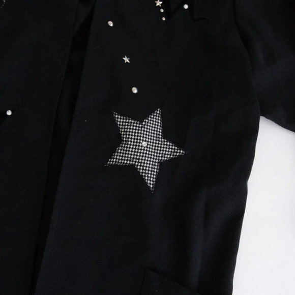 Vintage Eric Ryan Black "Stars & Bolt" Design Open Face Blazer - Picture 7 of 13